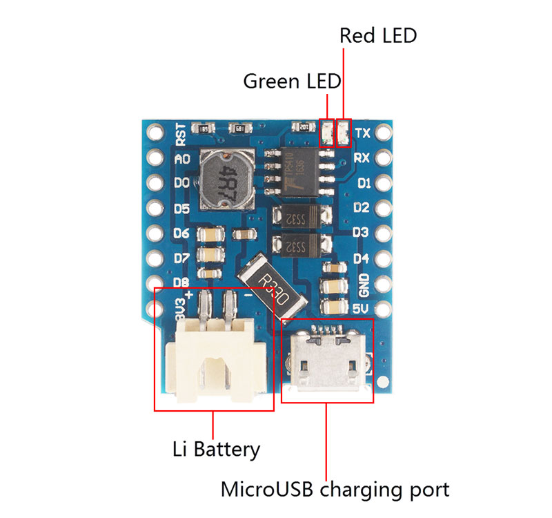 Wemos D1 Mini Battery Charging Shield Ardustore Dk