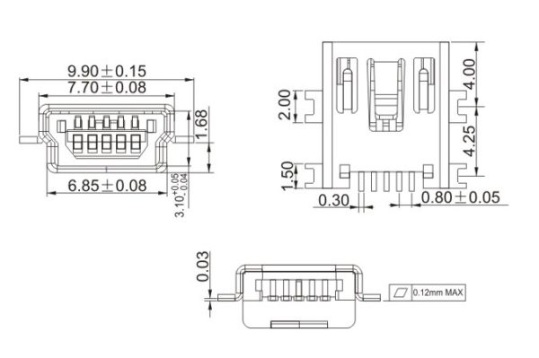 USB Mini 2.0 Female Type-B Connector - Image 2