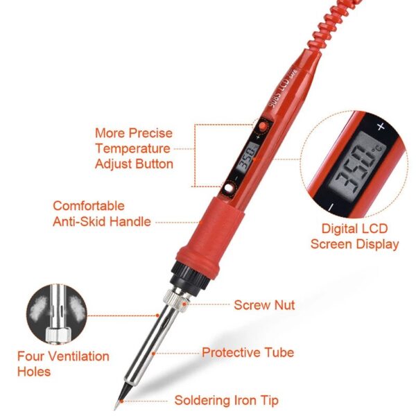 Soldering Iron Adjustable Temperature Kit 900M 230V 80W LCD - Image 4