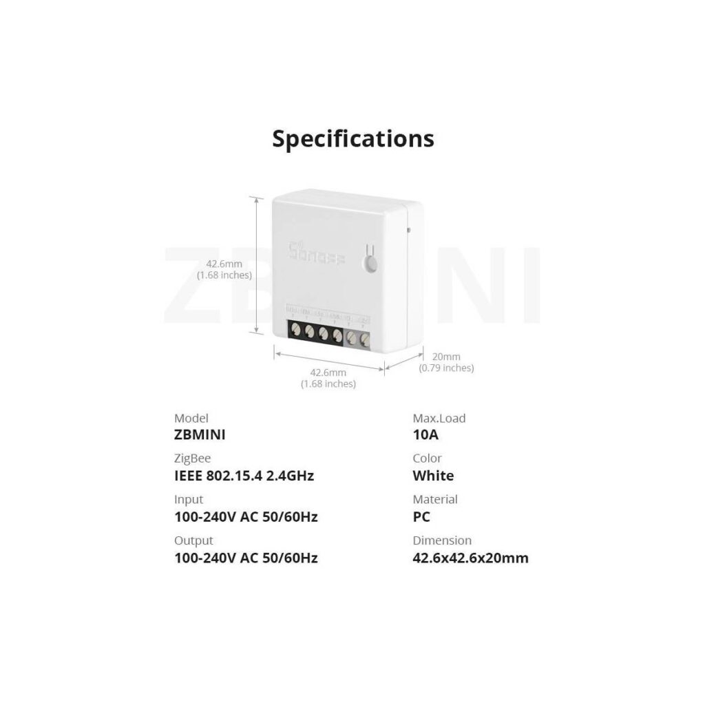 Sonoff Smart Zigbee Switch MINI ZBMINI Ardustore.dk
