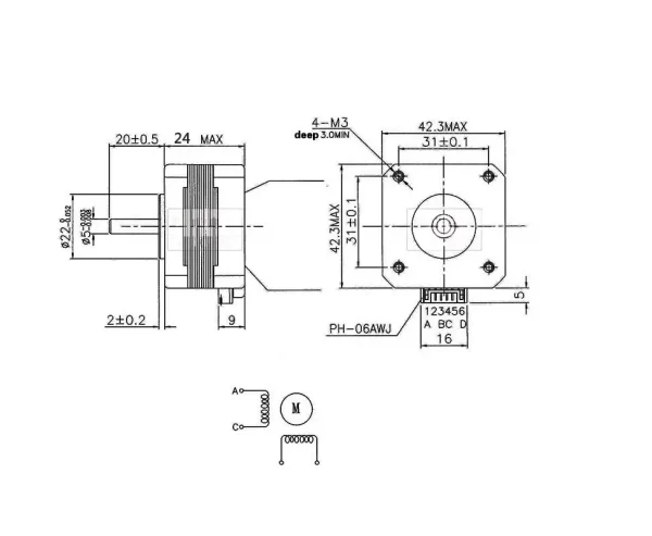 Nema 17 17HS4023 Stepper Motor 12V 21MM Data