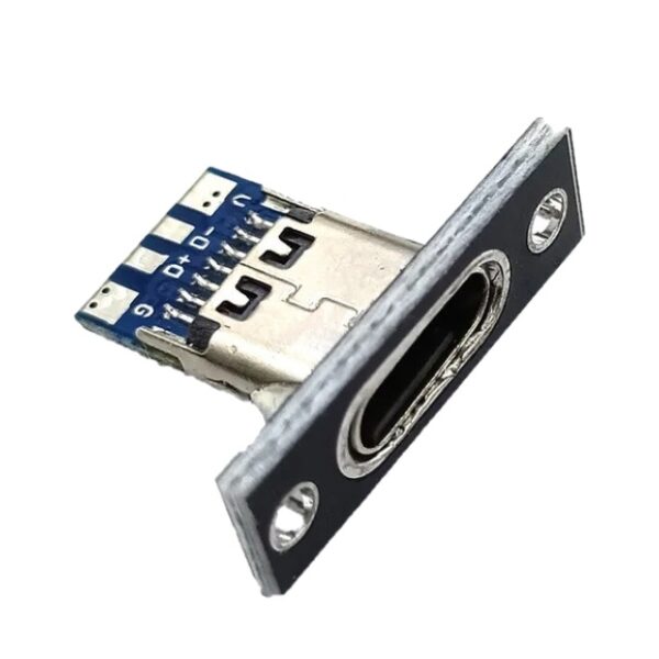 USB-C PCB Monterings Panel Female Type-C 4-Pin - Sort