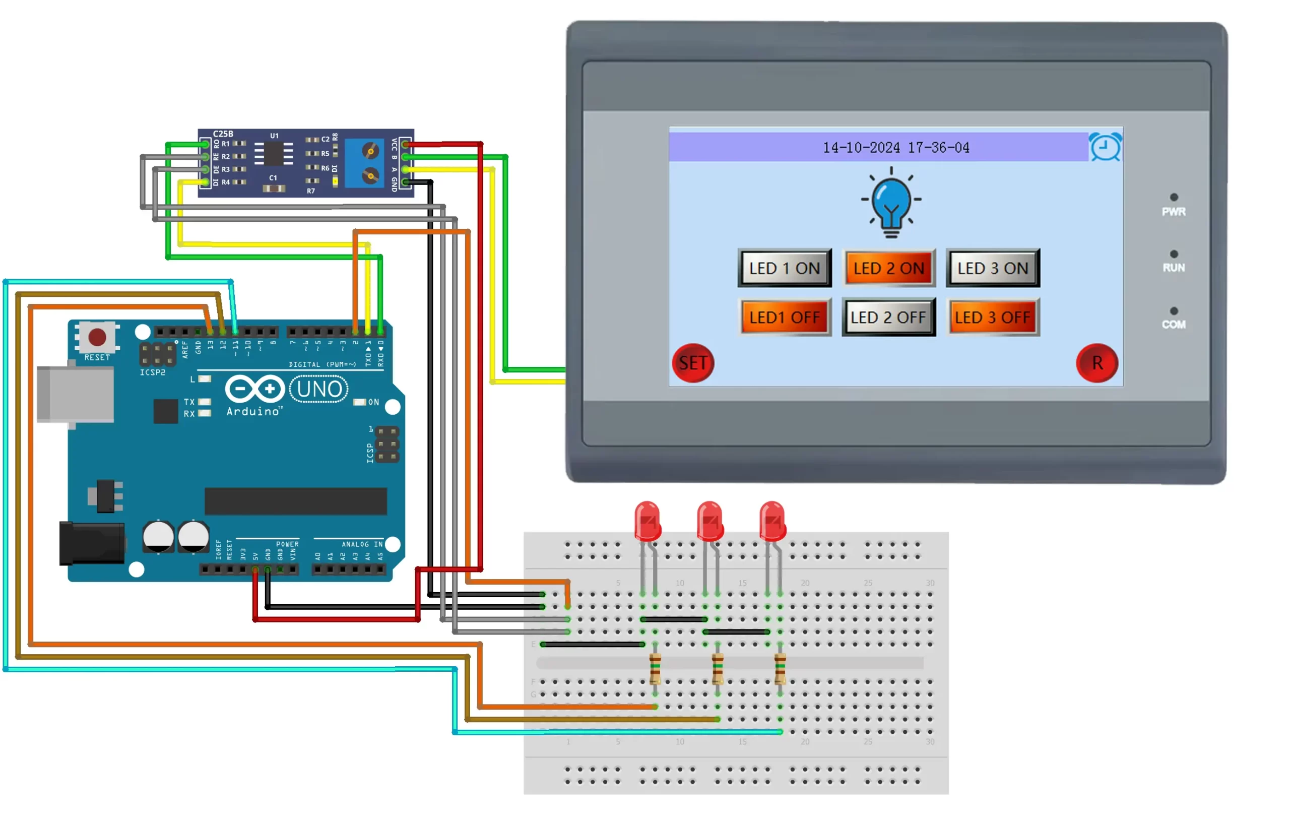 RS485 Touch Screen 4.3T Display HMI Eksempel