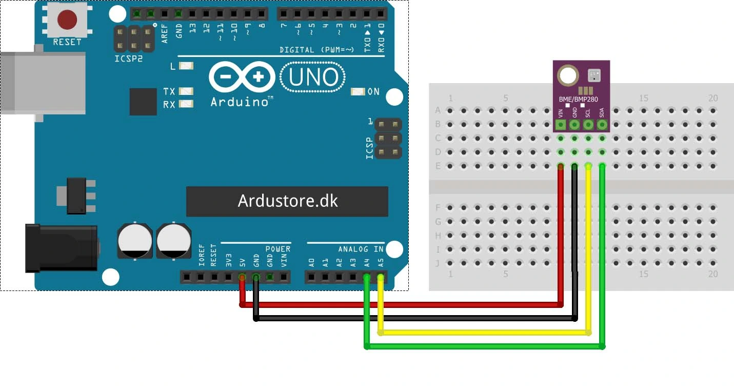 BME280 Temperatur & Fugtighed Barometer 5V Module Eksempel