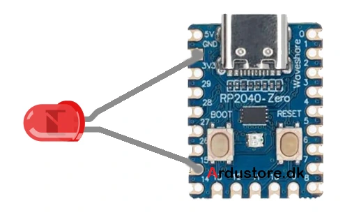 Raspberry Pi RP2040 Zero 2MB Microcontroller Eksempel