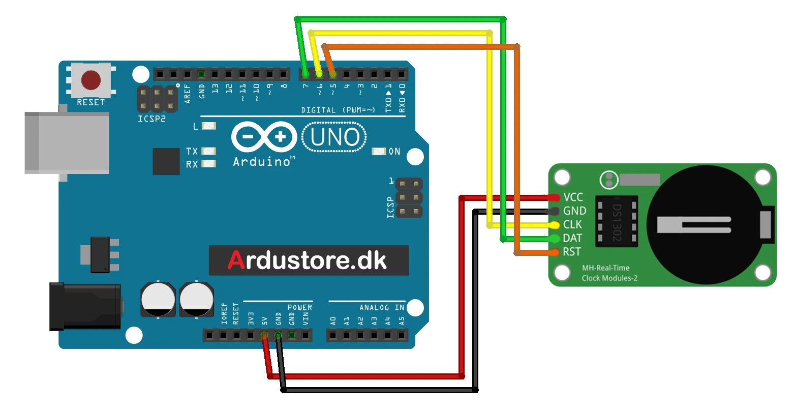 DS1302 RTC Realtime Module Eksempel