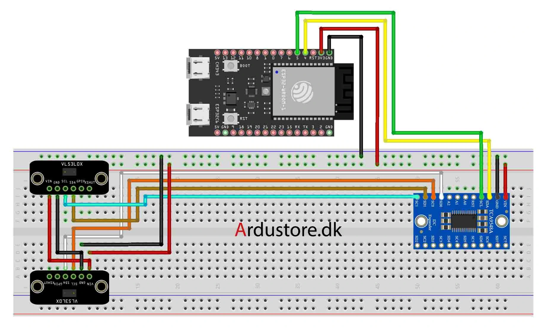 TCA9548A I2C Multiplexer Expansion Module Eksempel