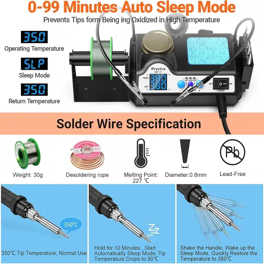 Loddestation Temperaturjusterbar 60W Loddekolbe 90 480C Items Loddestation Temperaturjusterbar 60W Loddekolbe 90-480C Items