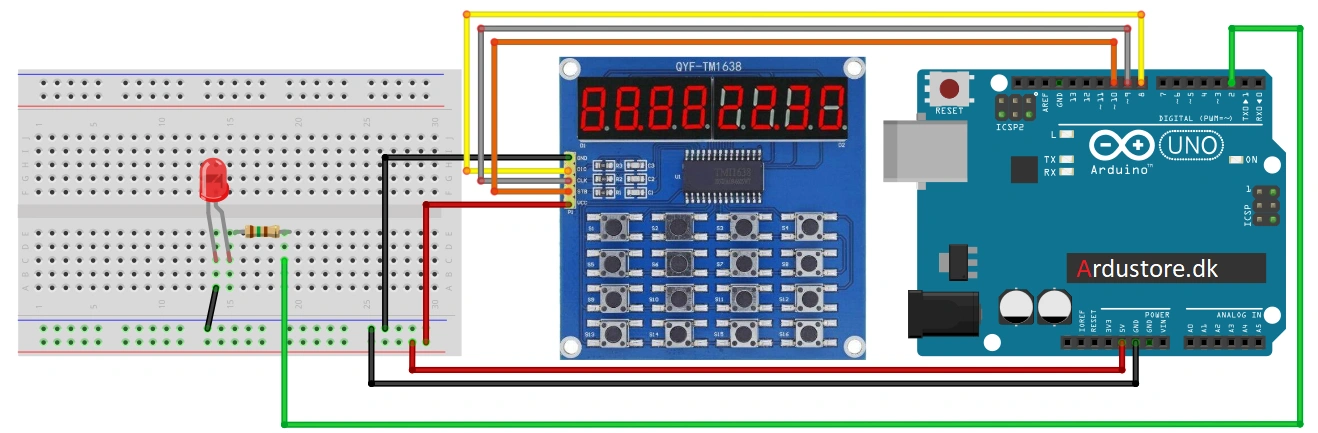 TM1638 Digital Display 16-bit Key Prototype Module Eksempel