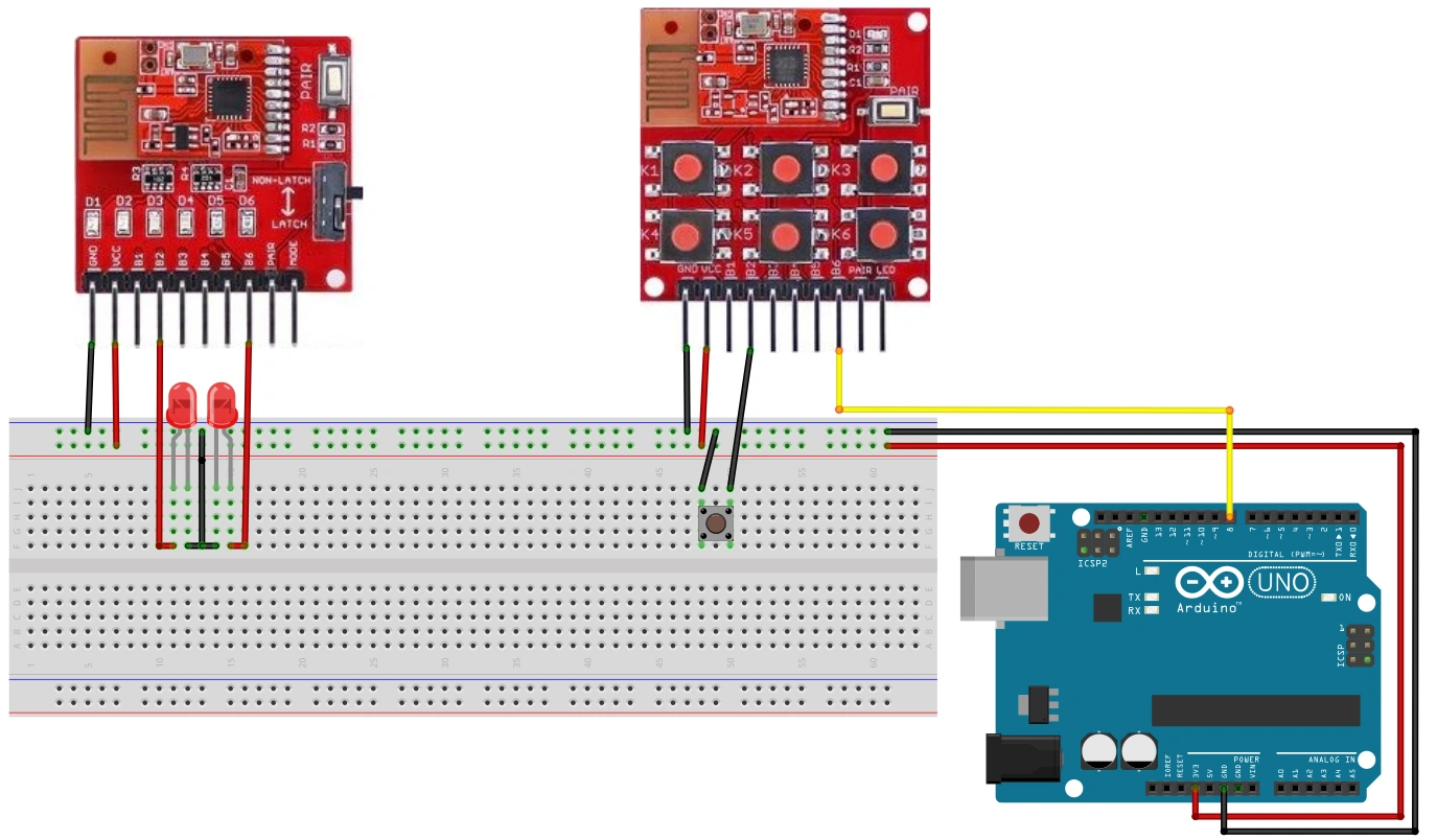 2.4G Wireless Switch 6 Key Sender Modtager Module Eksempel 2.4G Wireless Switch 6-Key Sender Modtager Module Eksempel