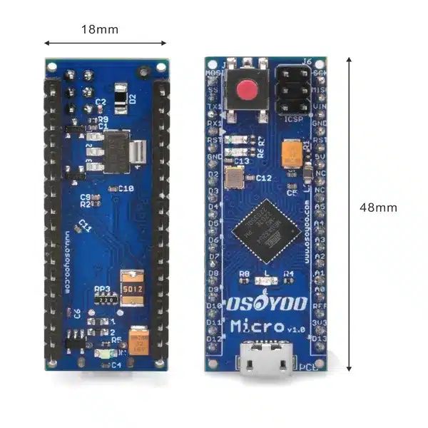 Arduino Nano R3 ATmega32u4 Udviklingsboard Back Arduino Nano R3 ATmega32u4 Udviklingsboard Back
