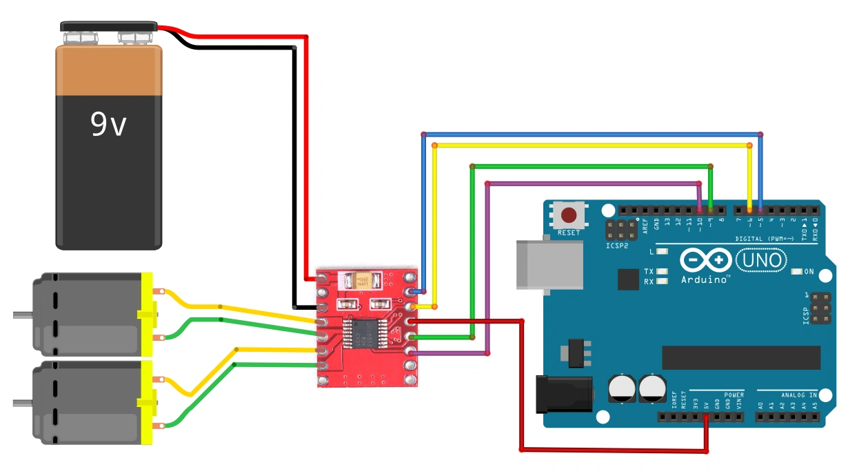 DRV8833 2-kanals DC Motor Driver Module Eksempel