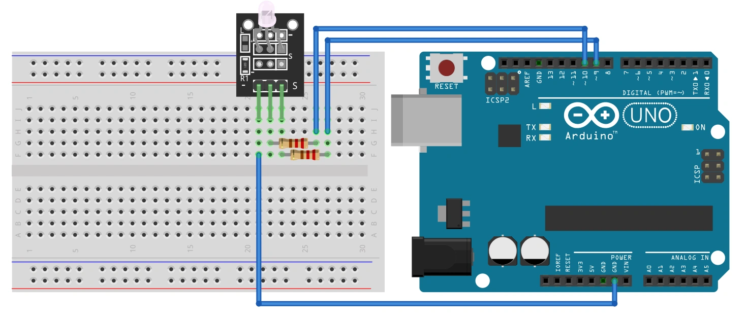 KY-011 LED Rød-Grøn 5MM Module Eksempel