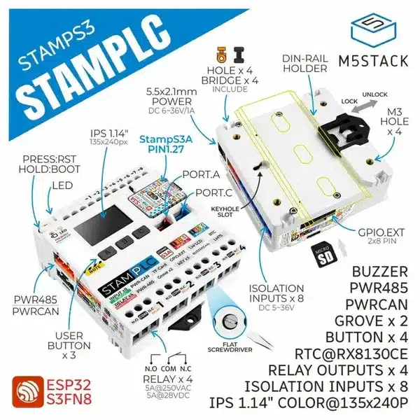 M5Stack IoT PLC M5StampS3 Controller Data M5Stack IoT PLC M5StampS3 Controller Data
