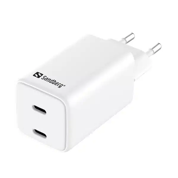 Sandberg AC Charger Dual USB C PD65W Produkt Sandberg AC Charger Dual USB-C PD65W Produkt