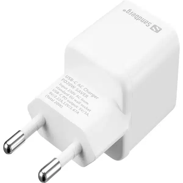 Sandberg USB C AC Charger PD20W Side Sandberg USB-C AC Charger PD20W Side