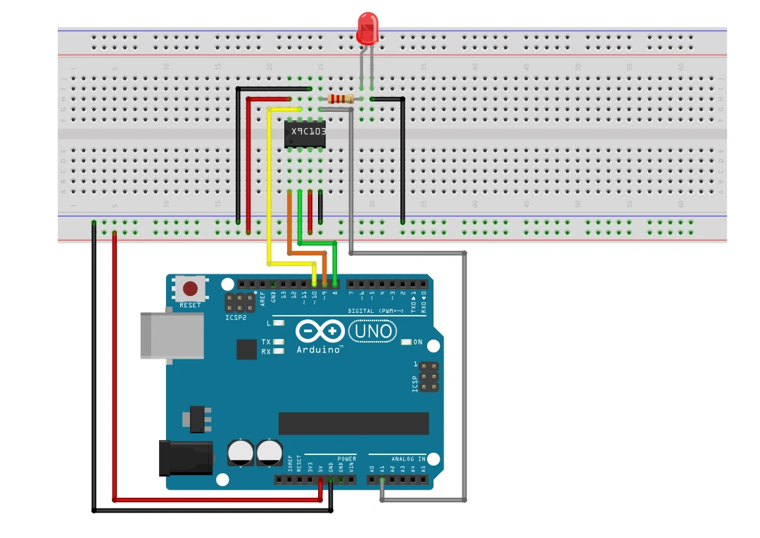 X9CxxxP Digitalt Potentiometer IC Eksempel