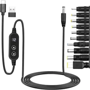 PD & USB Step-Up Booster Justerbar + 10 DC Stik Produkt